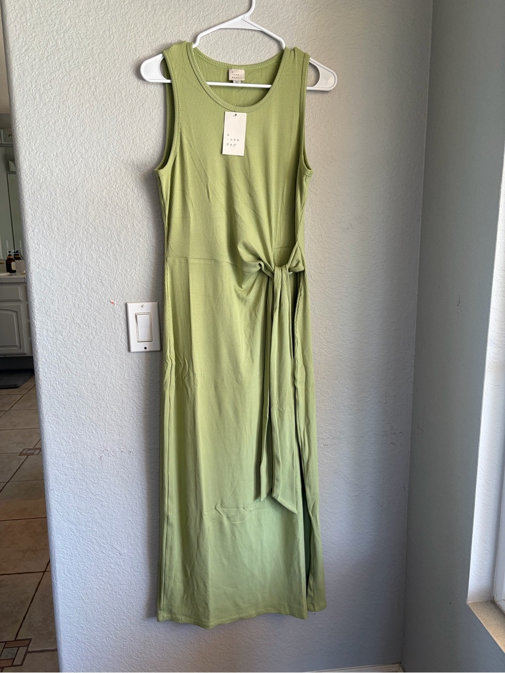 a new day Sleeveless Tie-Waist Maxi Dress in Sage Green
